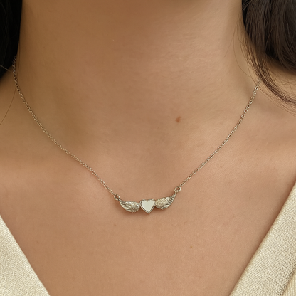 925 Sterling Silver Heart Wing Necklace